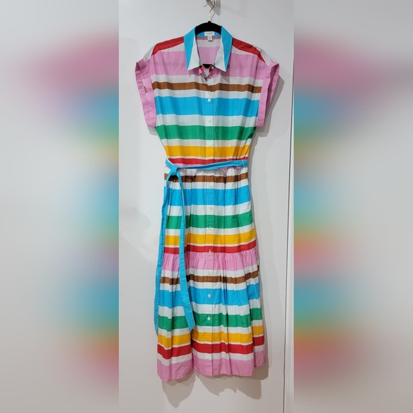 J. Crew Dresses & Skirts - J. Crew Multicolor Striped Button-Front Midi Dress